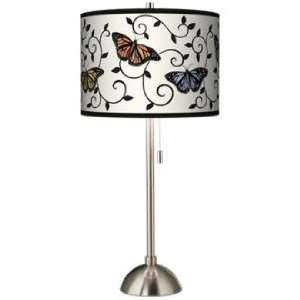  Butterfly Scroll Giclee Brushed Steel Table Lamp