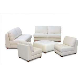 Diamond Sofa Zen Armless All Leather Tufted Seat Sofa, Loveseat and 