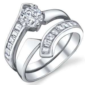  1/2 Carat Sterling Silver Engagement Ring Set with Round 