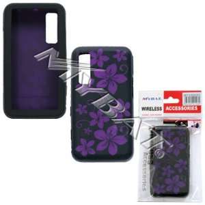 SAMSUNG BEHOLD T919 BLACK AND PURPLE HAWAIIAN FLOWERS DESIGN SILICONE 