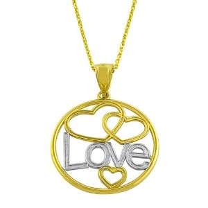    tone Gold Circle of Love Cut out Pendant Necklace (18 Inch) Jewelry