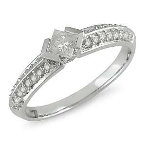   White Gold Diamond Engagement Ring, (.5 cttw G H Color, I1 I2 Clarity