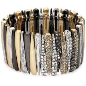  RAIN Mixed Metal Stretch Crystals Design Cuff Bracelet Jewelry