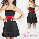 NWT Cute Strapless Bow Ruffles Black Red Balloon Formal Dress 03147 US 