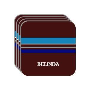   Name Gift   BELINDA Set of 4 Mini Mousepad Coasters (blue design