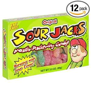 Sour Jacks Sour Candies, 3.5 Ounce Boxes (Pack of 12)  
