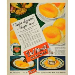  1937 Ad Del Monte Canned Sliced Peaches Fruit Desserts 