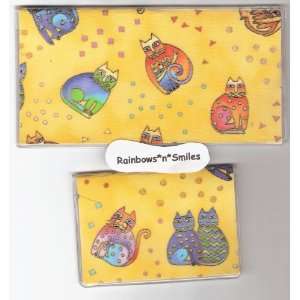   Luggage Tags Made with Laurel Burch Cat Yellow Fabric 