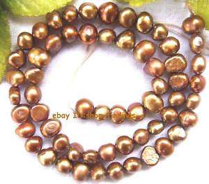 copper colored flat 6 7mm freshwater pearl Beads 14.5  