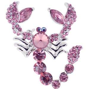  Austrian Crystal Pink Scorpion Rose Pin Brooch Jewelry