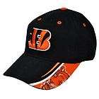 nfl cincinnati bengals 3d logo velcro hat cap black orange