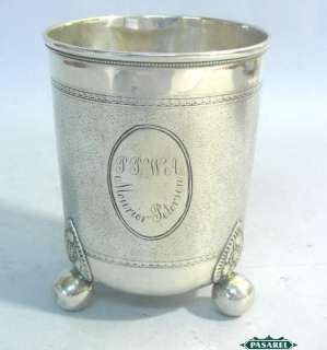   Antique Danish Silver Wine Cup / Beaker Simon Groth Denmark Ca 1880