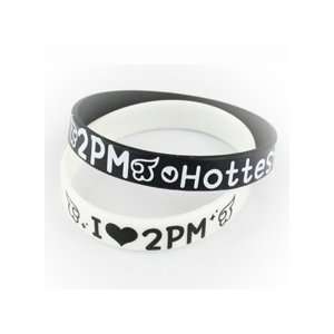  2PM Hottest I Love 2PM Wristband in White 