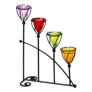  Curved Jewel Toned Candleholder