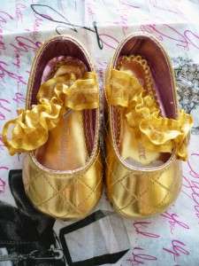 NEW Juicy Couture Baby Girls Gold Quilted Ruffle Ballet Flats Sz. 3 
