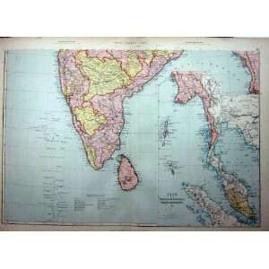  c1910 MAP SOUTH INDIA CEYLON PEGU TENASSERIM GULF SIAM 