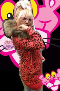 Pink Panther Eskimo Faux Fur Hooded LEOPARD Jacket Coat  