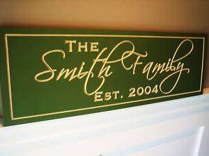 Personalized Family Name Sign Plaque Carved 8x24  