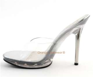 PLEASER Womens 5 Spike High Heels Slides Clear Shoes  