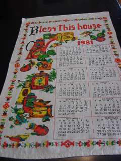 Wonderful Vintage Linen 1981 Calendar Kitchen Towel  