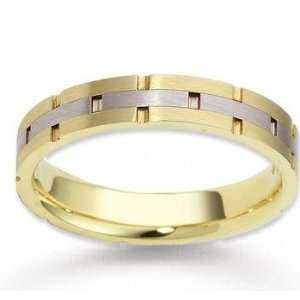    14k Two Tone Gold Solid Harmony Carved Wedding Band Jewelry