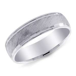    14K White Gold Mens Engraved Wedding Band Ring Size 11.5 Jewelry
