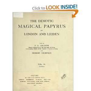  The Demotic Magical Papyrus Of London And Leiden F. Ll 