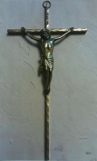 Beautiful Vintage10 1/2 Brass Crucifix   West Germany  