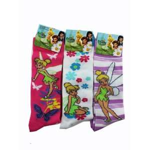   Tinkerbell Socks (3 Piece Set)   Girls Knee High Socks (Size 6 8