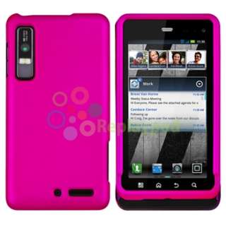 Pink Case+Desktop+Car Charger+Battery+Privacy Film For Motorola Droid 