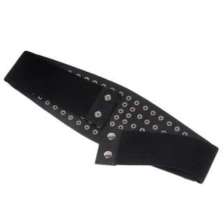 Chic Retro Punk Style Women Ladies Rivet Wide Waist Band Stretchy Wide 