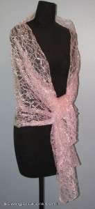 Sheer Pink Lace Wrap Evening Wear Shawl Bridal Prom  