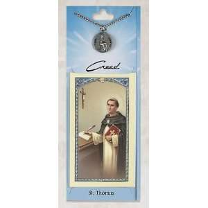  Prayer Card with Pewter Medal St. Thomas Aquinas Jewelry