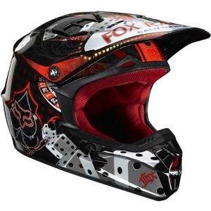    Fox Racing V1 Double Down Helmet   Small/Black/Red Automotive