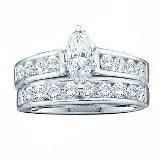 Carat Marquise Diamond 14k White Gold Channel Bridal Set Ring