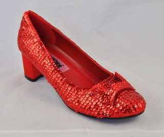 Womens Ruby Red Sequin Dorothy Slippers Size 6 12  