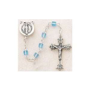  4MM Aqua Swarovski Cube Rosary Jewelry