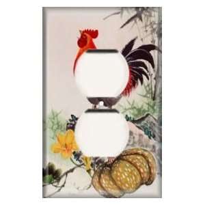    Single Duplex Outlet Plate   Rooster Crow