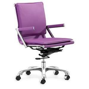  Zuo Lider Plus Chromed Steel Frame Purple Office Chair 
