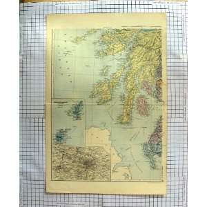    ANTIQUE MAP c1900 SCOTLAND SHETLAND ORKNEY GLASGOW