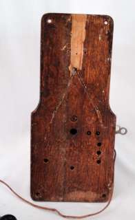   Antique Kellogg Double Bell Oak Wall Phone # 743S   