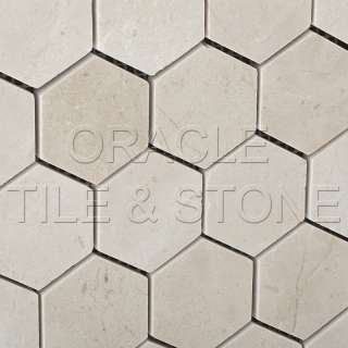 Crema Marfil Marble Polished 2” Hexagon Mosaic Tile  