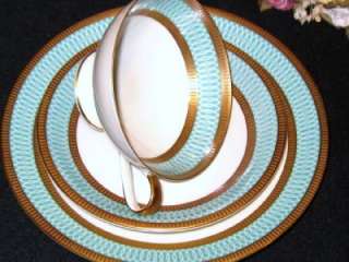 Bavaria TURQUOISE GOLD Tea Cup and Saucer Trio  