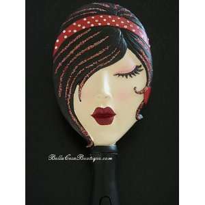  Beautiful Jeweled Hairbrush with Face Red Jeweled Headband 