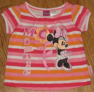 Disney Minnie Mouse Pink Orange Baby Infant Girls T Shirt Size 3 