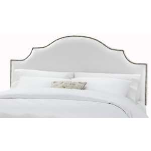  Arc Notched Nail Button Headboard in Shantung Silver Size 