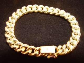 14K Yellow Gold Curb Hollow Link Bracelet Bracelet measures 