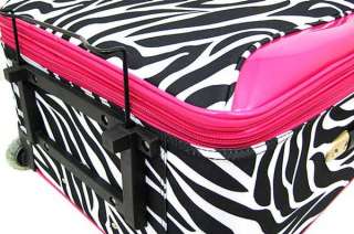 Piece Zebra Print Suitcase Set Luggage Hot Pink Trim  