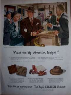 1946 Royal Stetson Whippet Overture Mens Hat Ad  