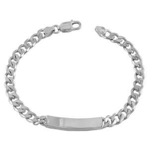   925 Sterling Silver 8 Inch Engravable Curb Mens Id Bracelet Jewelry